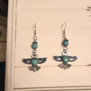 ☆Price Drop ☆   Silver & Teal Earrings handmade